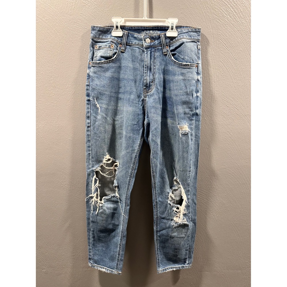 Wild Fable Womens High Rise Mom Jeans Distressed Medium Wash Size 2